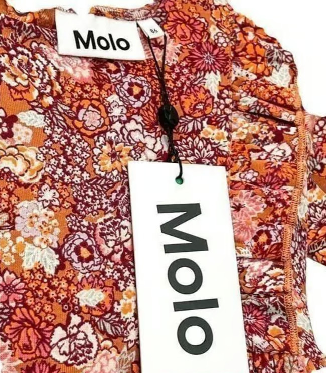 NWT! Molo Girls Pink Cotton Floral Long Sleeve Dress Size 18M