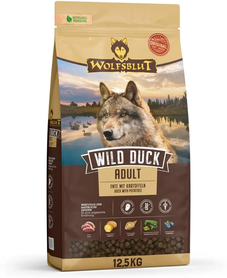 Wolfsblut - Wild Duck Adult-2,5 Kg-Ente-Trockenfutter-Hundefutter.Getreidefrei