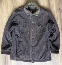Vintage GAP Brown Corduroy Sherpa Lined Trucker Jacket Grunge Y2K Large