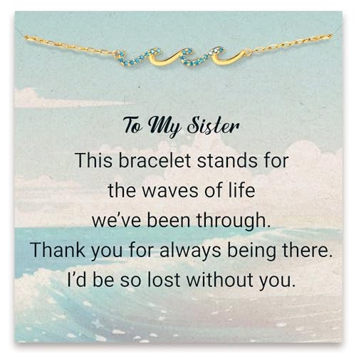 Gifts for Sister, Birthday Gifts for Mom Sister and Friend, Wave Bracelet,
