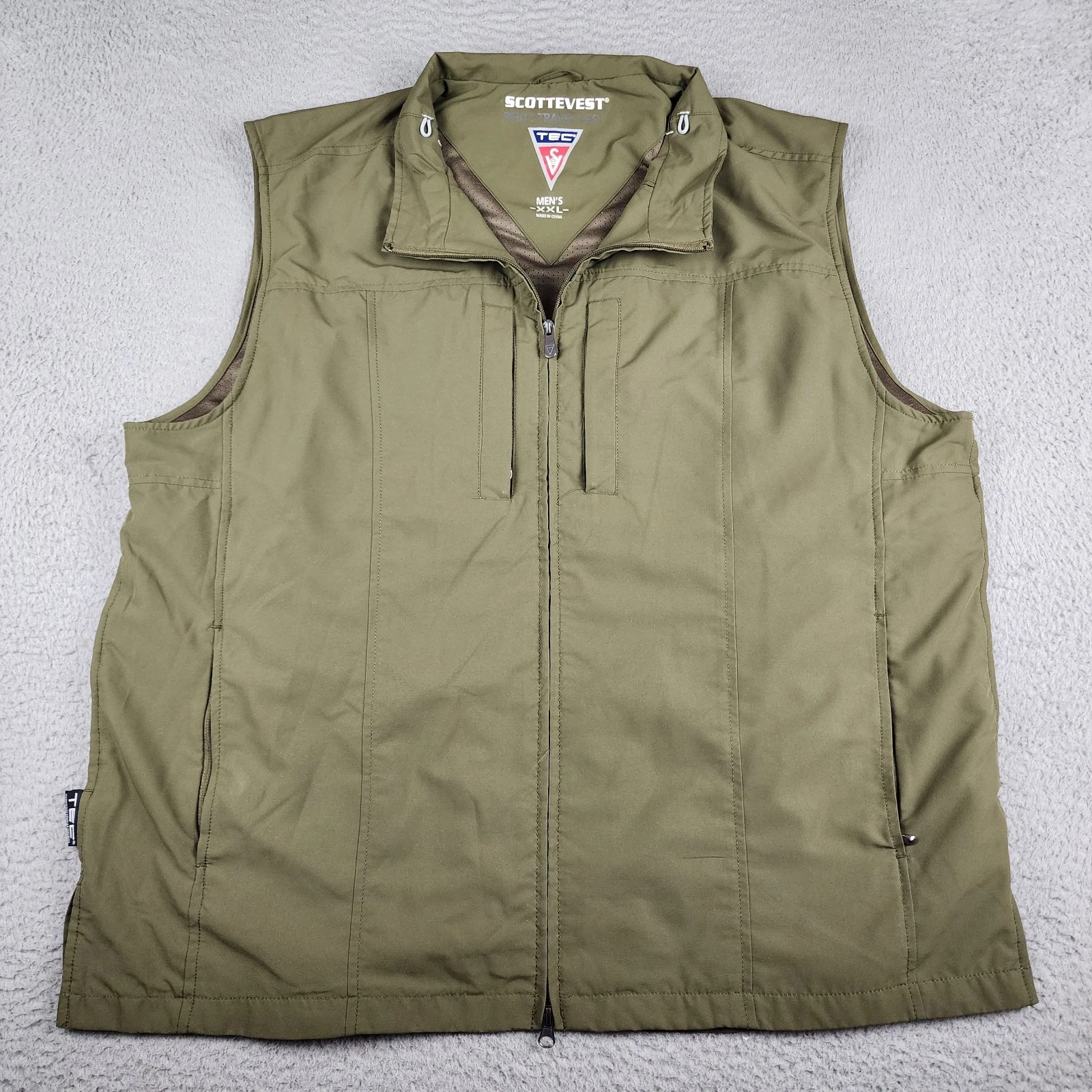 ScotteVest Vest Mens 2XL Green RFID Travel Full Zip Outdoors Casual