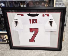 MICHAEL VICK  COA AUTOGRAPHED CUSTOM FRAMED ATLANTA FALCONS WHITE JERSEY NFL 