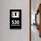 BLACK LED SOLAR POWERED OUTSIDE CUSTOM HOUSE SIGN NUMBER STREET HOUSE ADDRESS