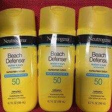 NEUTROGENA BEACH DEFENSE SUNSCREEN LOTION BROAD SPECTRUM SPF 50 6.7 OZ LOT OF 3 3.58 per gallon