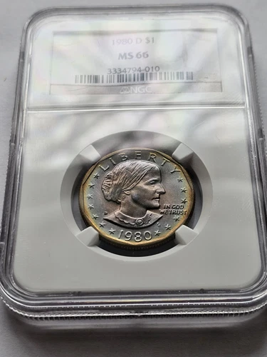 MONSTER TONED BOTH SIDES SBA SILVER DOLLAR 1980-D MS66 NGC