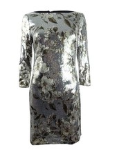 Vince Camuto Women's Petite Sequined Bodycon Dress (10P, Silver)