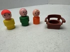 Vtg Lot Of 4 Fisher-Price Little People Figures & Chair 1970s-1980s
