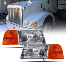 Headlight with Corner Lamp fit for Peterbilt 385/377 Trucks Halogen Headlight...