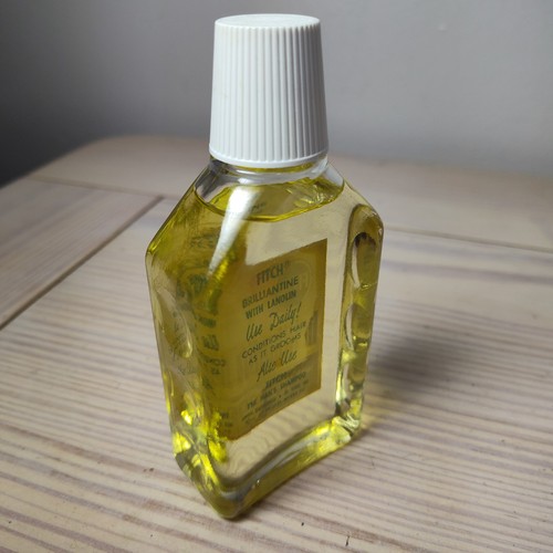 Vtg Fitch Brilliantine Hair Tonic 1970s Full Rare Glass Bottle Bathroom Set Deco - Picture 6 of 6