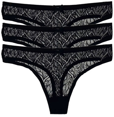 Damen Strings aus Spitze 3er/6er Set Spitzentangas weiß schwarz sexy Unterhosen