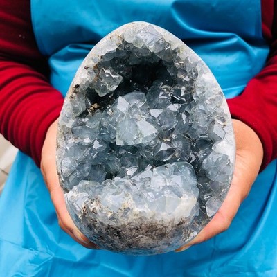 5.5LB Natural Blue Celestite Geode Quartz Crystal Mineral Specimen Healing