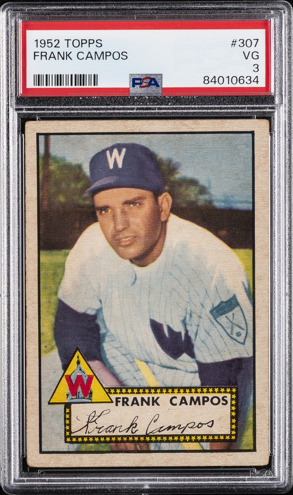 1952 TOPPS #307 FRANK CAMPOS PSA 3
