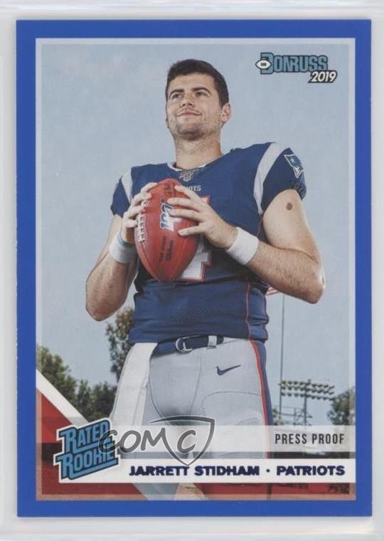 2019 Panini Donruss Rated Rookie Press Proof Blue Jarrett Stidham #307 0st9