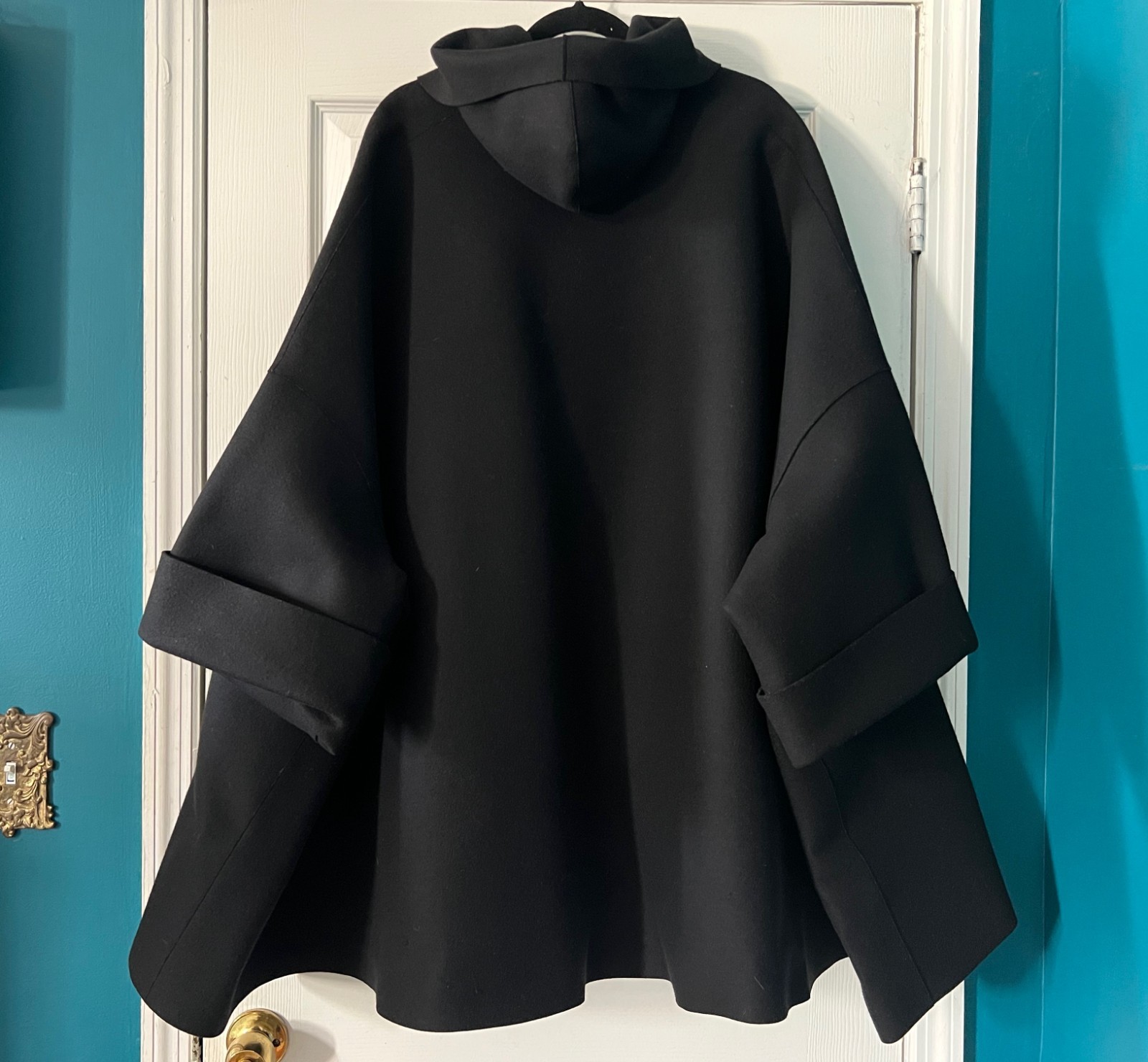 Vintage ROMEO GIGLI Black Felt Swing Coat Oversized RUNWAY EX image 5
