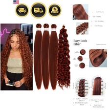 Reddish Brown Braiding Hair Pre stretched Ez Braid Synthetic Deep Wave Braidi...