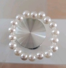 Armband Modeschmuck Handarbeit Weiß Dehnbar Selbstgemacht Runde Perlen Elastisch