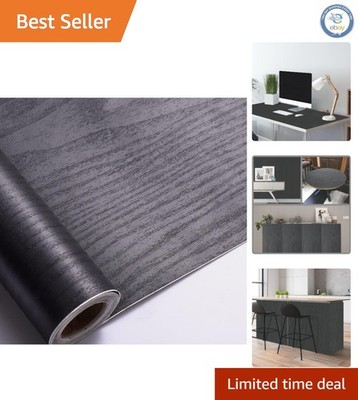 Removable Black Wood Peel and Stick Wallpaper - Versatile & Stylish 23.6''x200''