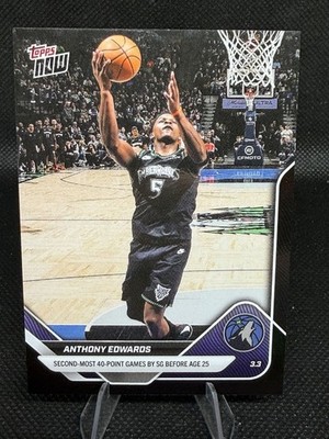 Anthony Edwards 2nd Most 40 Pt Games - NBA Topps NOW Black Foil 10/10 #192