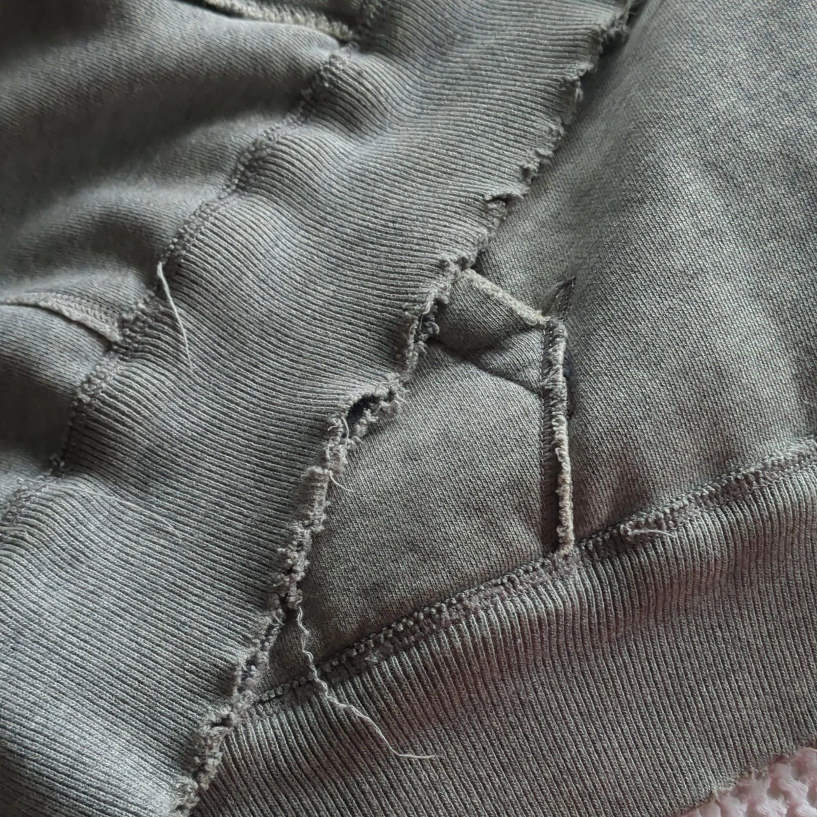 Y2K Abercrombie & Fitch Wolf Jaw Jacket Fur Lined XL Worn Thrashed Hoodie Gray image 12