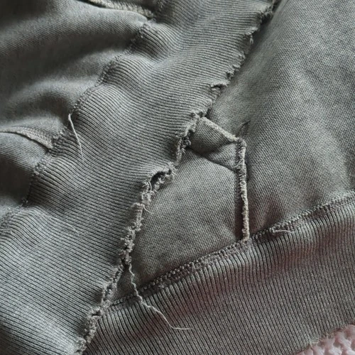 Y2K Abercrombie & Fitch Wolf Jaw Jacket Fur Lined XL Worn Thrashed Hoodie Gray image 12