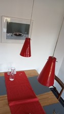 Hängeleuchte Lampe rot aus Glas 2 Stk. im Set Eßtisch Küche