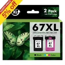 67XL Ink Cartridge for HP 67 Ink Deskjet 2700e 2752e 2755e 4100e Envy 6000 6458
