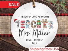 Personalized Teacher Ornament, Custom Teacher Christmas Ornament Gifts for Be...