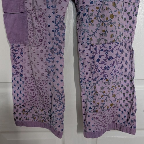 Blue Sky Floral Pants Womens Size Small Purple Boho Drawstring Cargo Pockets - Picture 6 of 17