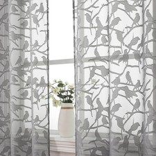 OVZME Anji Sheer Grey Curtains 63 Inches Long, 38W x 63L Pack of 2 ,