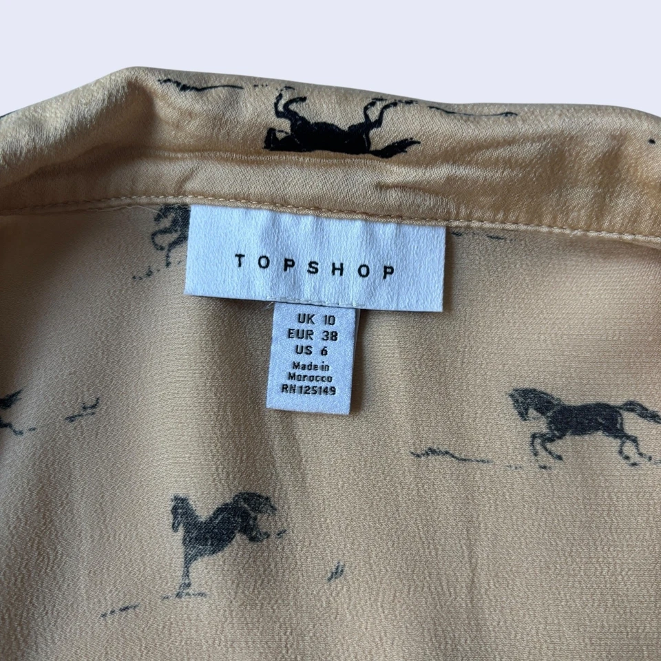 Blusa TOPSHOP 6 Tostada Negra Estampado Caballo Manga Larga Foto 3 de 4