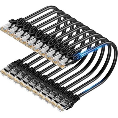 TuokaJu Cat6 Ethernet Cable 10Gbps 3 ft (10 Pack), UTP 3FT, Black 