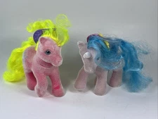 So Soft Ponies Shady & Buttons W/combs 85-86 MLP My little Pony Flocked lot