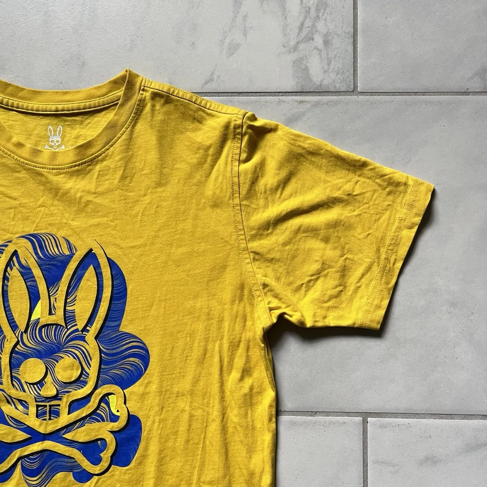 Camisa Psycho Bunny Extra Grande 18-20 Amarillo Azul Para Hombre Algodón Pima Hecha en Perú Foto 4 de 4