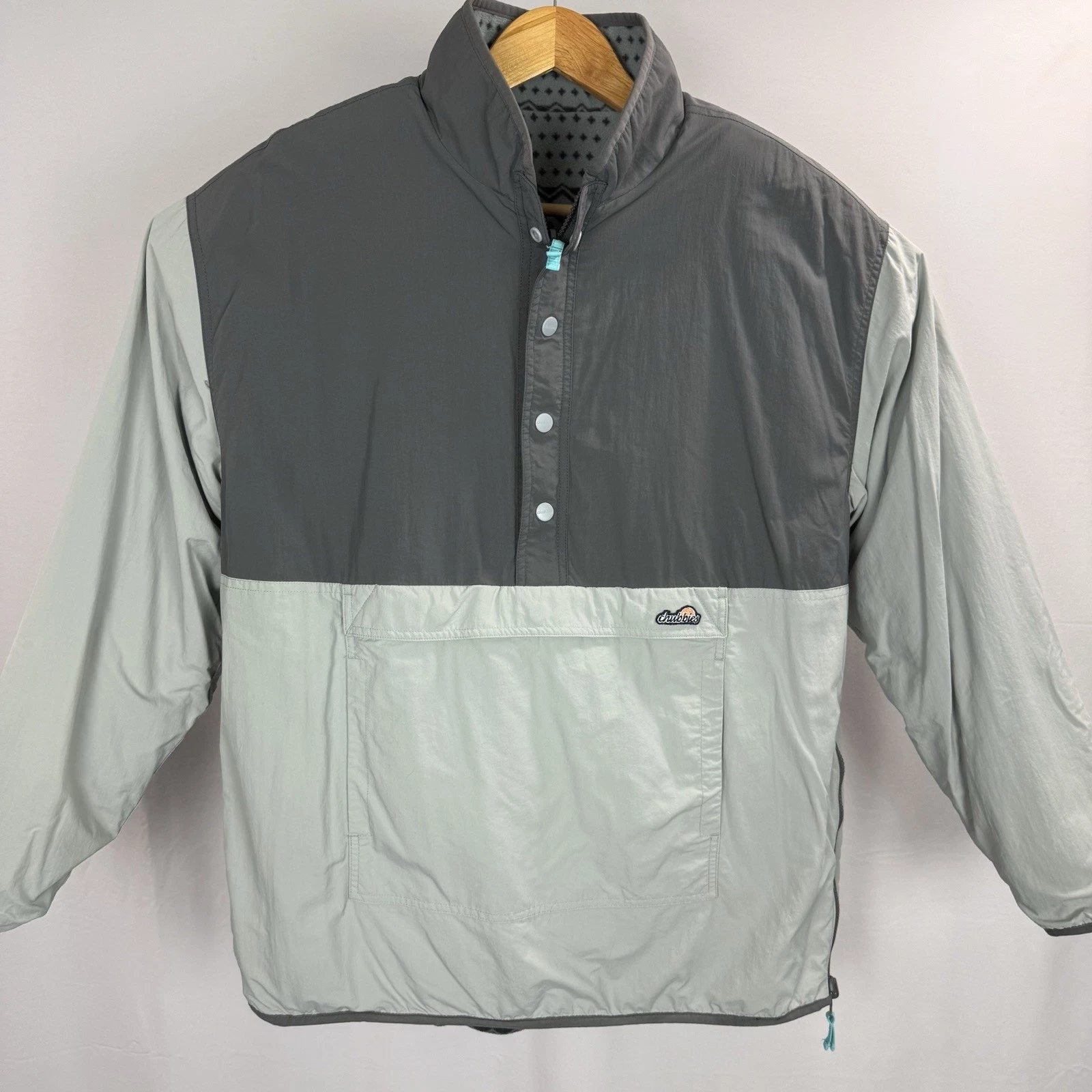 Chubbies Bear Hug Reversible 1/4 Zip Pullover Jacket Mens XL Gray Nylon Fleece - product detail image 3