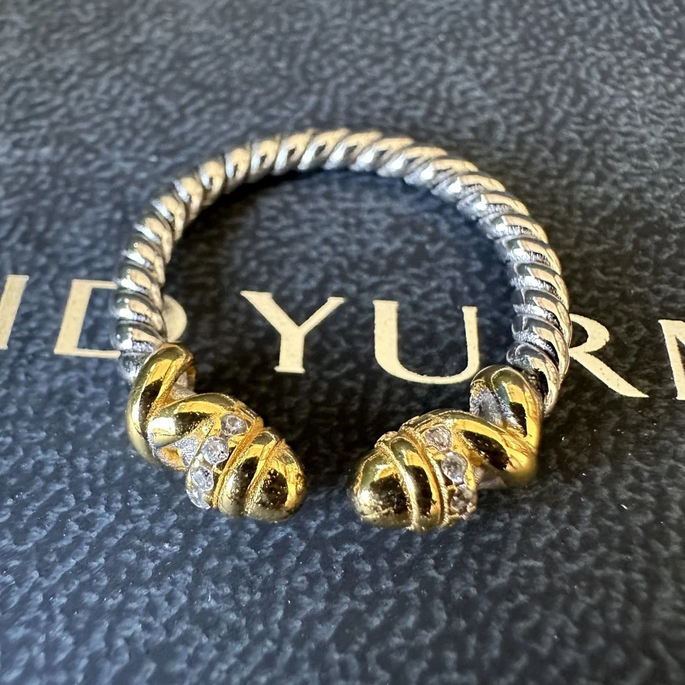 Anillo Abierto David Yurman Helena Plata Oro 18k Cúpula con Diamantes ANILLO Talla 8 Foto 2 de 4