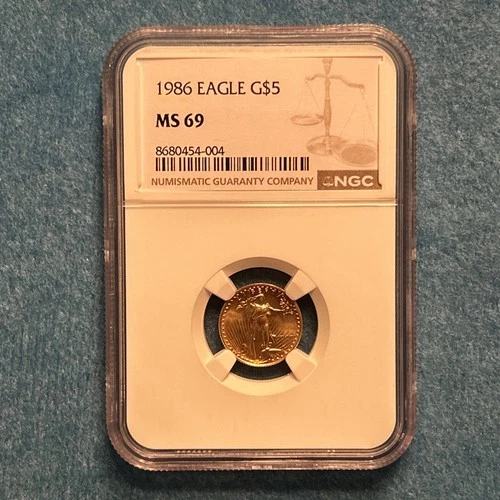 1986 G$5 1/10oz Gold American Eagle MS69 NGC Certified Rare