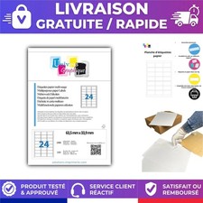 2400 étiquettes adhésives 63,5 x 33,9 mm imprimante 100 planches