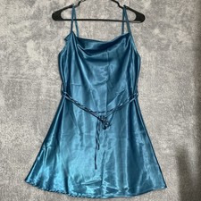 Solid Satin Cowl Neck Cami Mini Dress XS