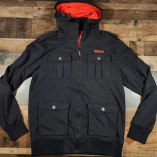 JP Walker ThirtyTwo Jacket Mens Medium Black Hooded Full Zip 4 Pocket Snowboard
