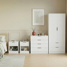 4 Piece Trega Bedroom Furniture Set Chest of Drawers Wardrobe Bedside Drawer