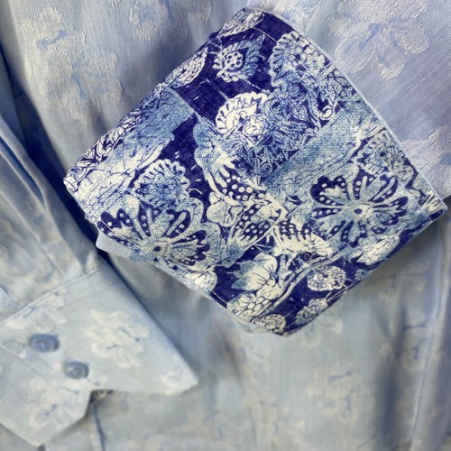 Quieti Camicia Uomo XL Manica Lunga con Bottoni, Floreale Blu Chiaro Infradito Nuova con etichette - Foto 6 di 12