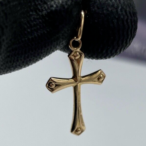 CIONDOLO CROCE ORO GIALLO 18KT CARATI NUOVO PENDENTE PER COLLANA DA UOMO E DONNA - Foto 4 di 9