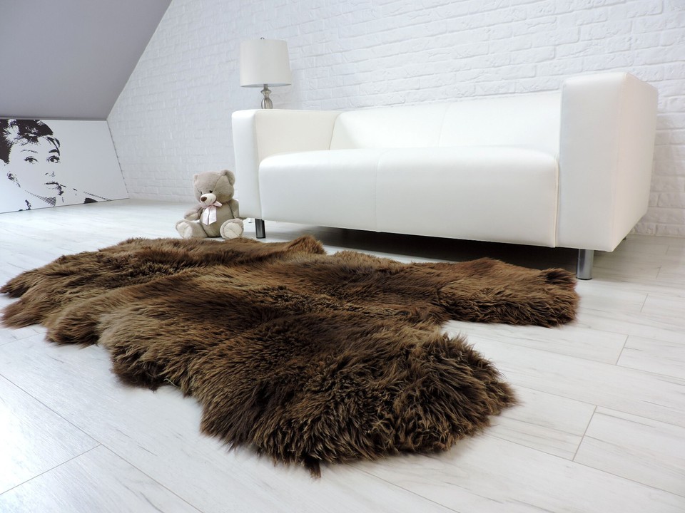 BEAR SKIN RUG BROWN BEAR GIANT THICK SHEEPSKIN RUG SHAG RUG AREA RUG ...
