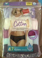 Women's Hanes Ultimate 6 1 Bonus Pack Cotton Hipster Panty Set Size 5/Small