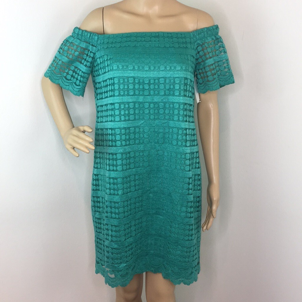 trina turk green lace dress Off The Shoulder lace corset