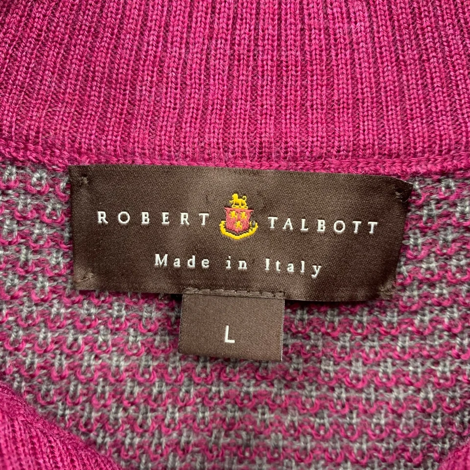 Suéter Henley Robert Talbott Rojo Welby Nido de Abeja Tejido Lana Merino Italia Para Hombres L Foto 2 de 4