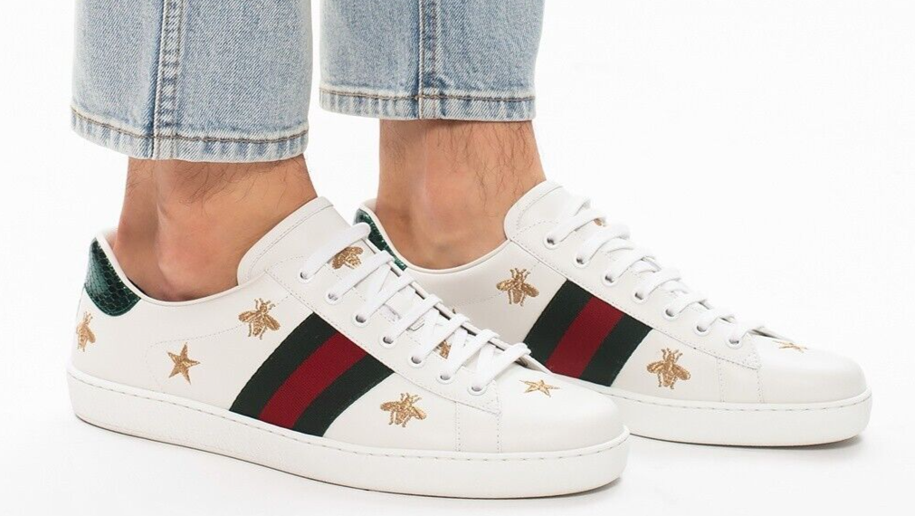 Gucci Z3108 Mens White Leather Ace Sneakers Size 17 G | eBay