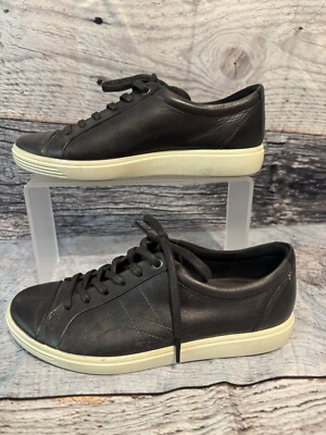 Ecco Soft Comfort~Womens Size 7-7.5 Black Casual Walking Leather Shoes Sneakers