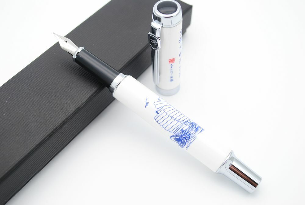 JINHAO 950 Blue and White Porcelain Fountain Pen M Nib( Sailboat