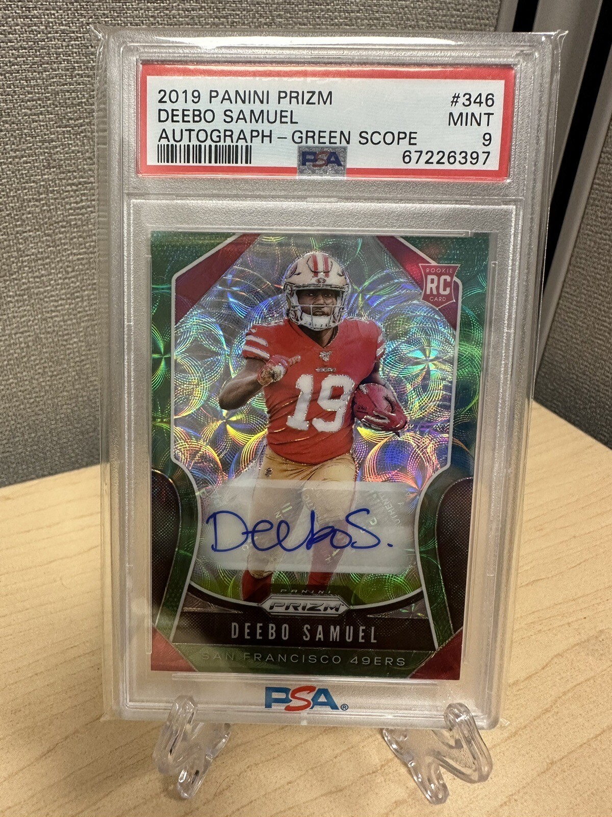 2019 Panini Prizm Deebo Samuel GREEN SCOPE  /75 Rookie Auto PSA 9 Mint!